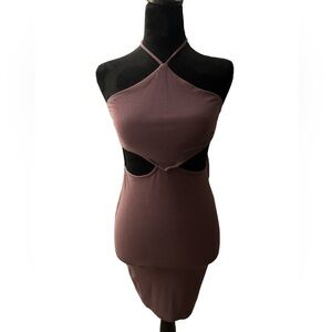 IJOAH purple Cut Out Halter Bodycon Dress